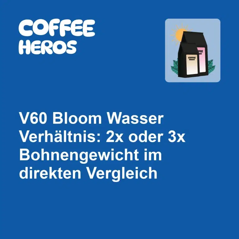 V60 Bloom Phase mit unterschiedlichen Wassermengen im direkten Vergleich auf Waage mit Kaffeebett