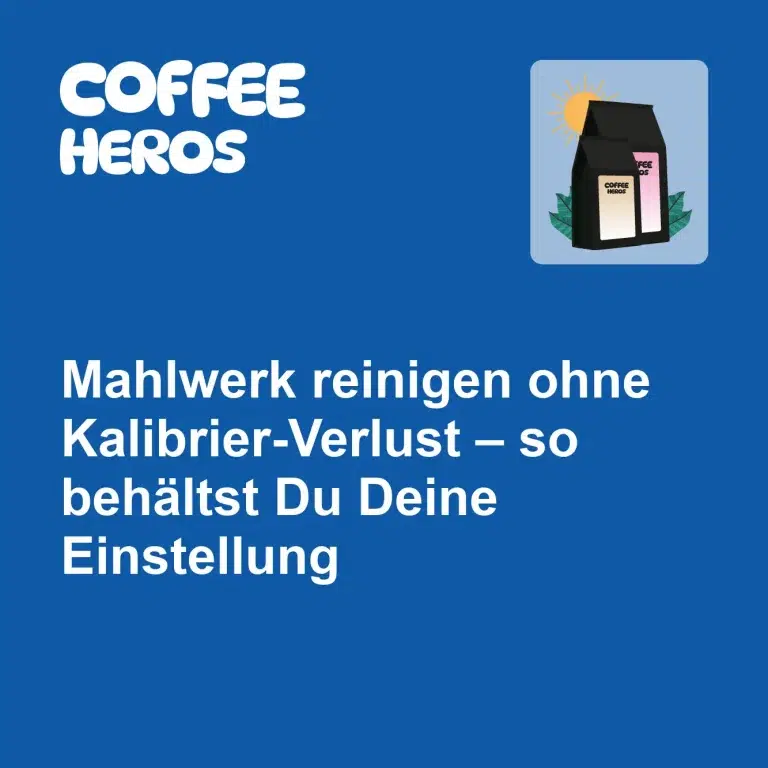 Zerlegtes Kaffeemahlwerk mit Markierung zur Kalibrierung und Reinigungsbürste auf Arbeitsfläche